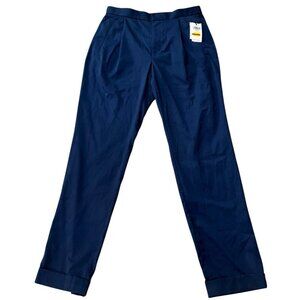 Alfani Mens 32 x 32 Navy Dress Pants Solid Stretch Pleated Cuffed Slacks NWT